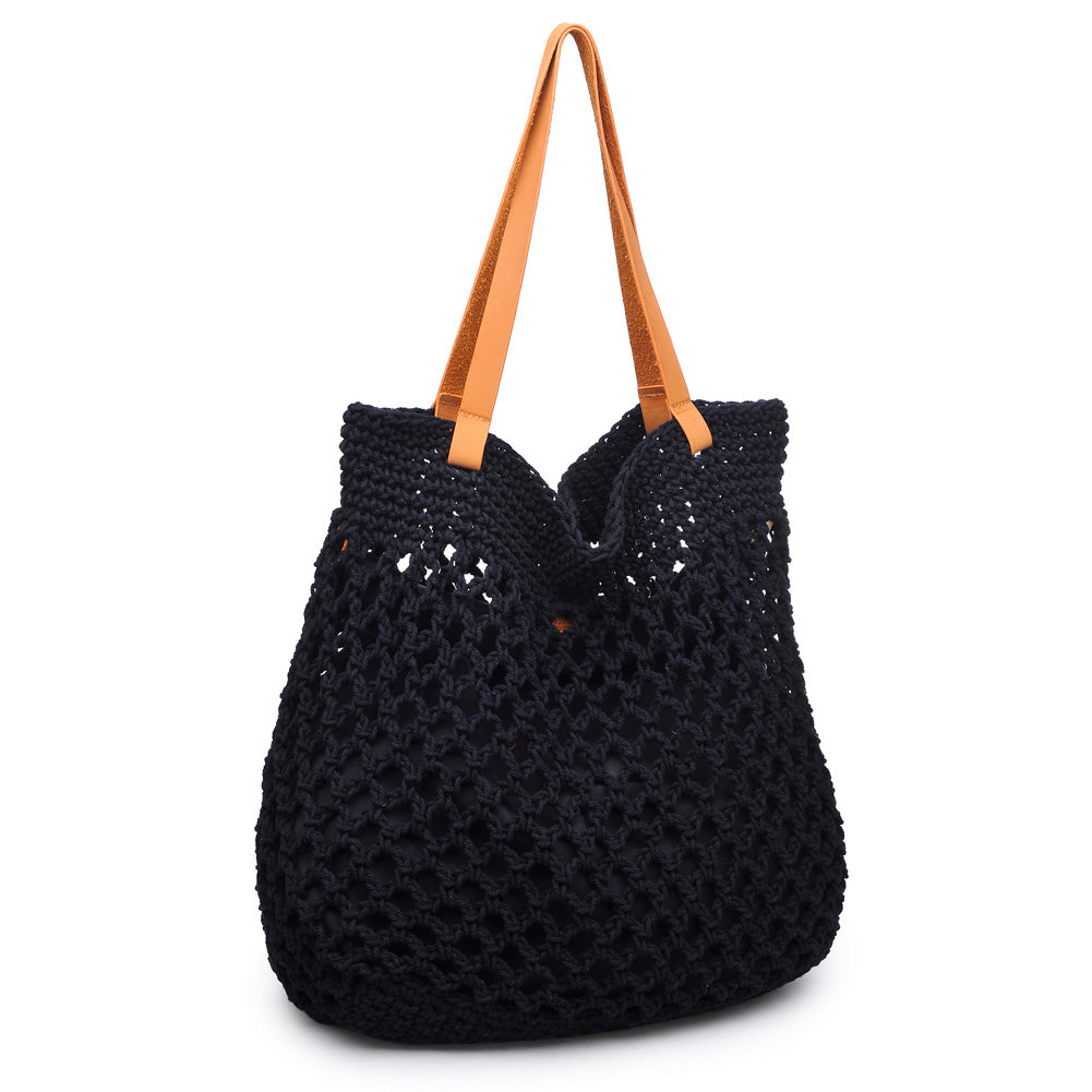 Woman wearing Black Moda Luxe Bacara Tote 842017105244 View 6 | Black