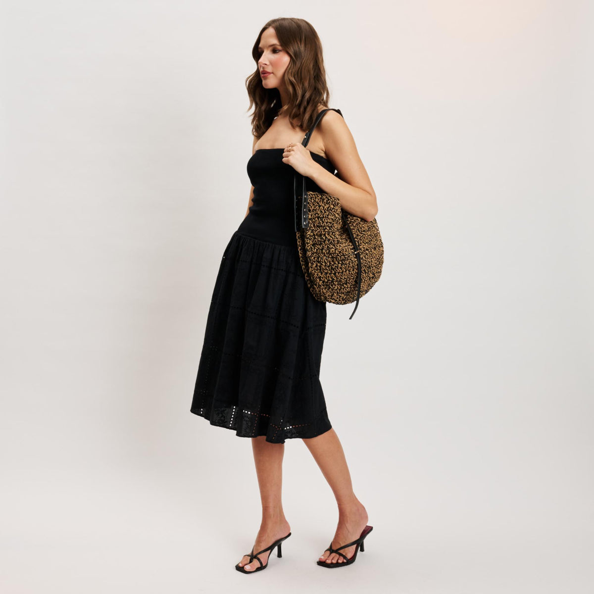 Woman wearing Black Natural Moda Luxe Shay Hobo 842017140719 View 4 | Black Natural