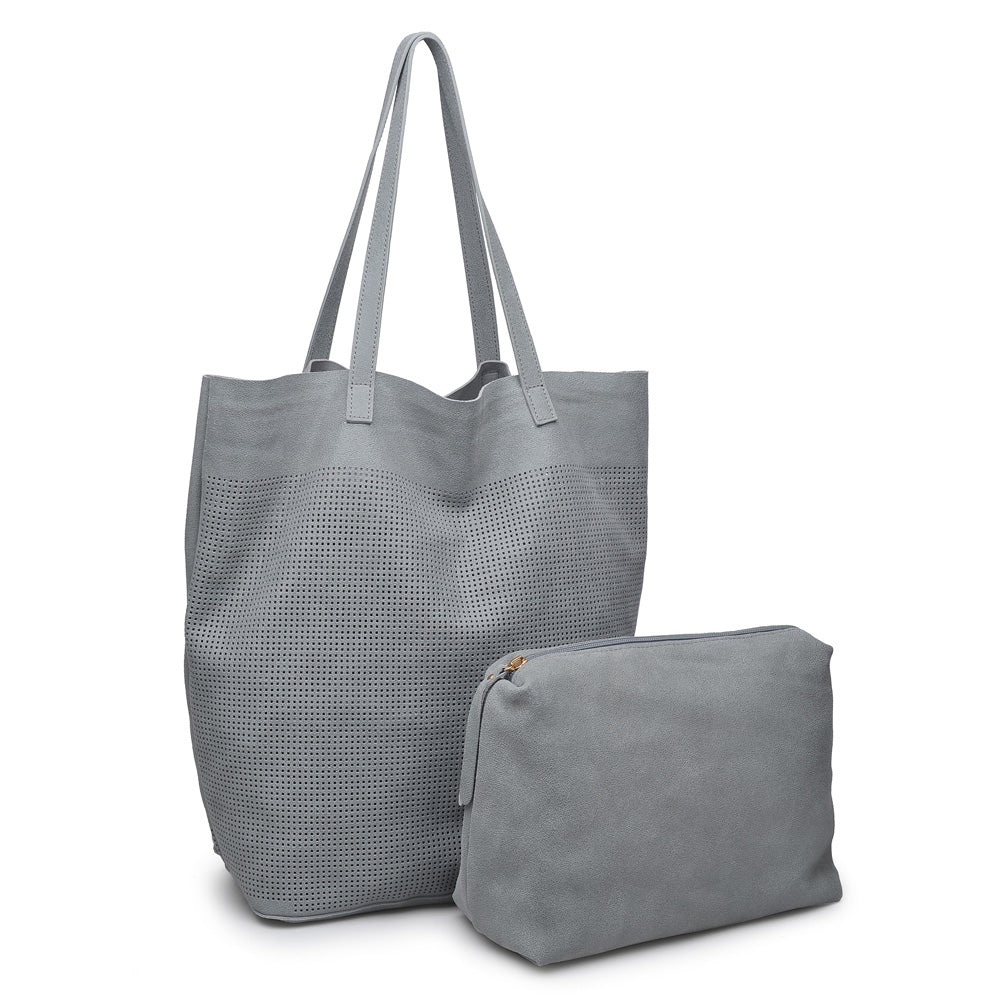 Woman wearing Slate Moda Luxe Stella Tote 842017114116 View 2 | Slate