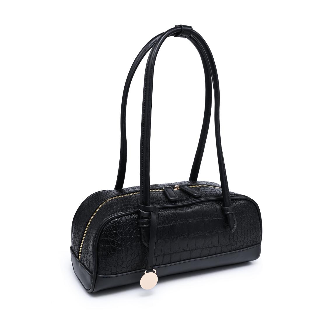 Woman wearing Black Moda Luxe Paloma - Croco Shoulder Bag 842017140399 View 6 | Black