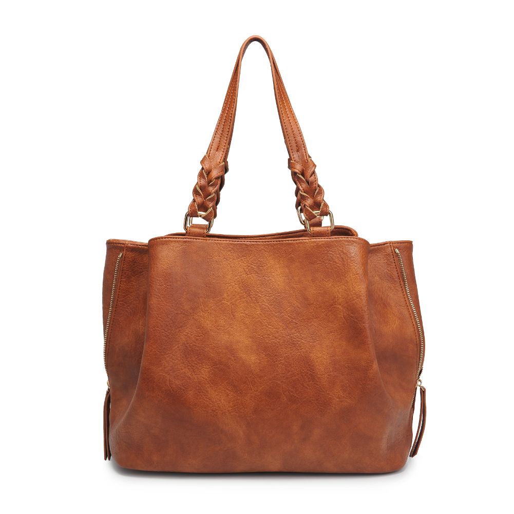 Woman wearing Cognac Moda Luxe Clementine Tote 842017128076 View 7 | Cognac