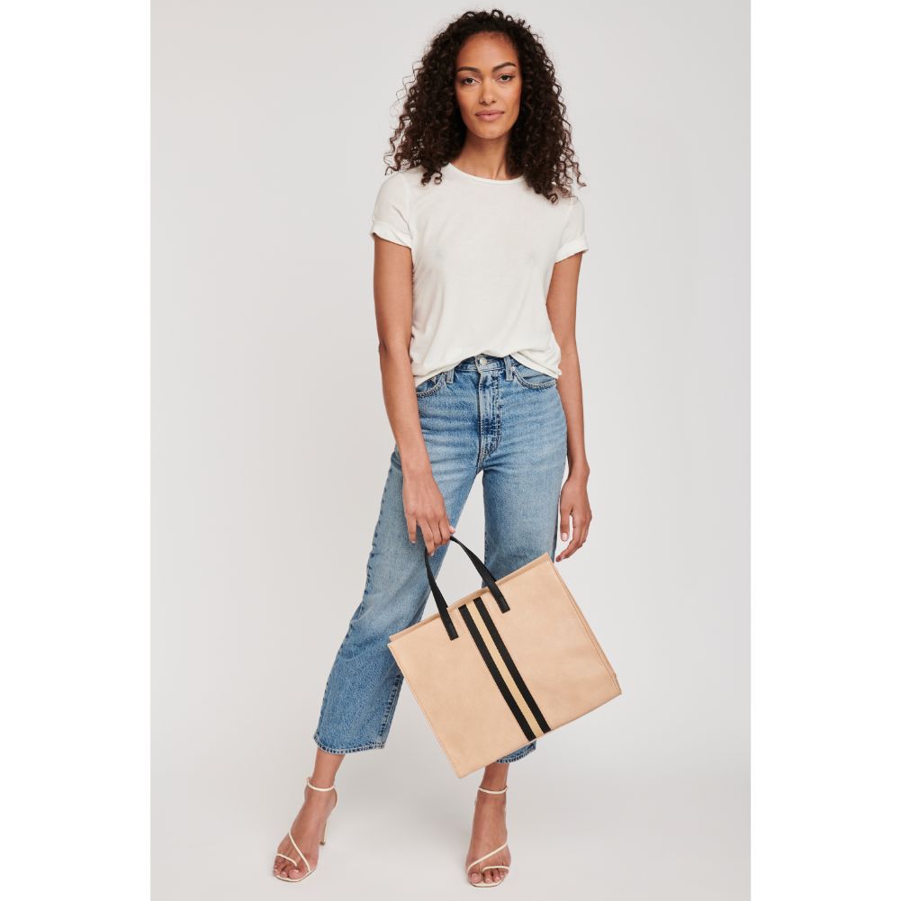 Woman wearing Natural Moda Luxe Julian Tote 842017118497 View 3 | Natural
