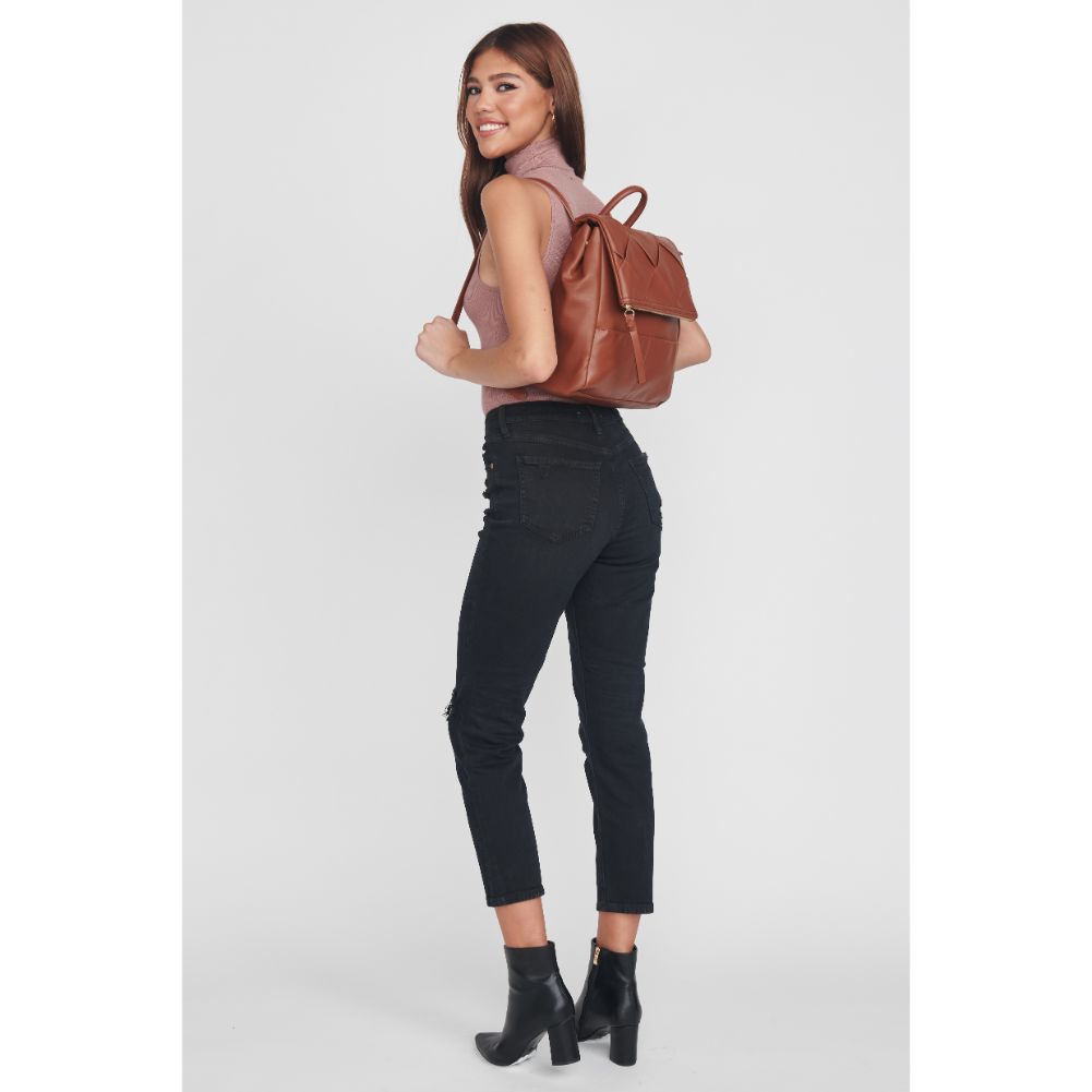 Woman wearing Tan Moda Luxe Ryan Backpack 842017128816 View 3 | Tan