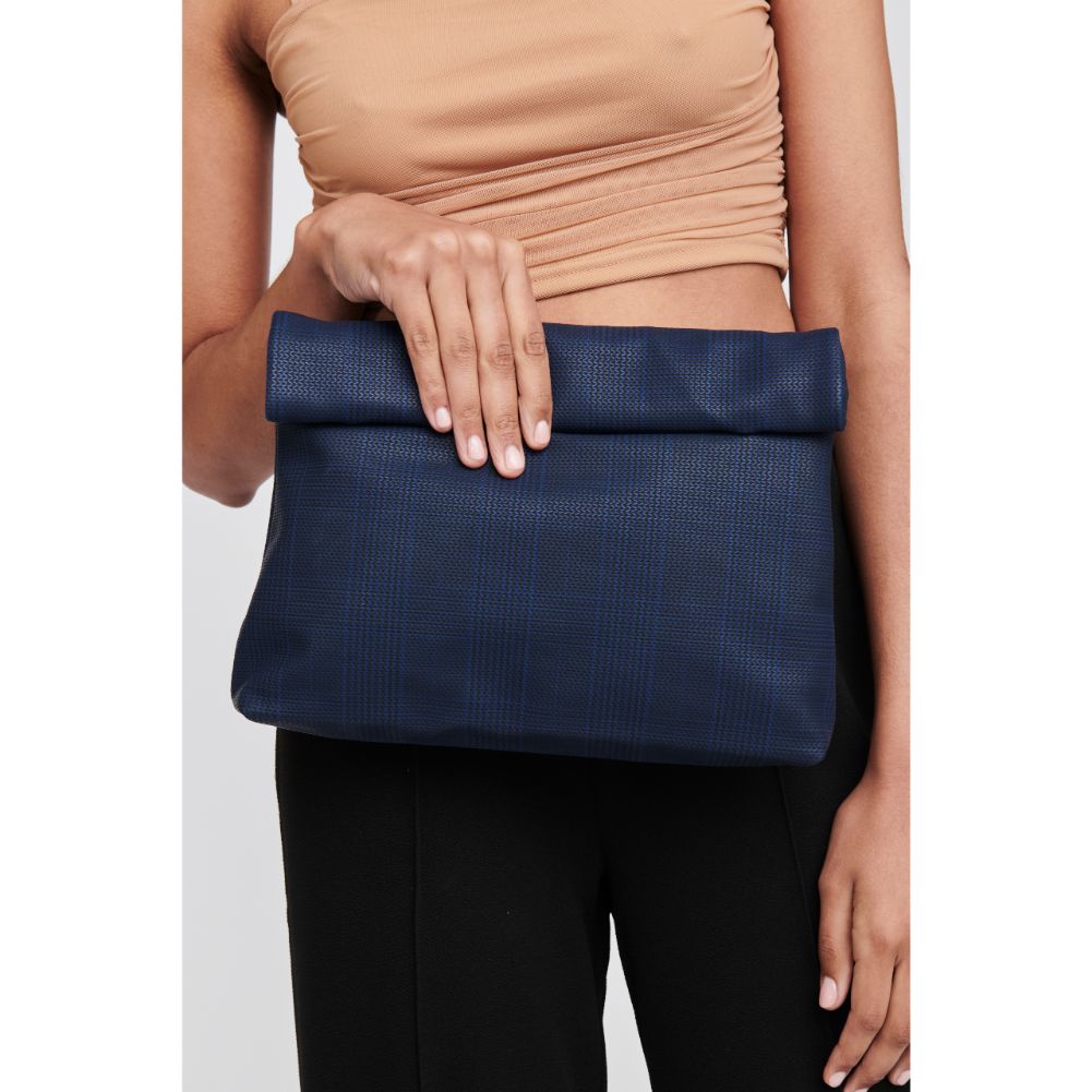 Woman wearing Navy Moda Luxe Heather Clutch 842017116660 View 2 | Navy
