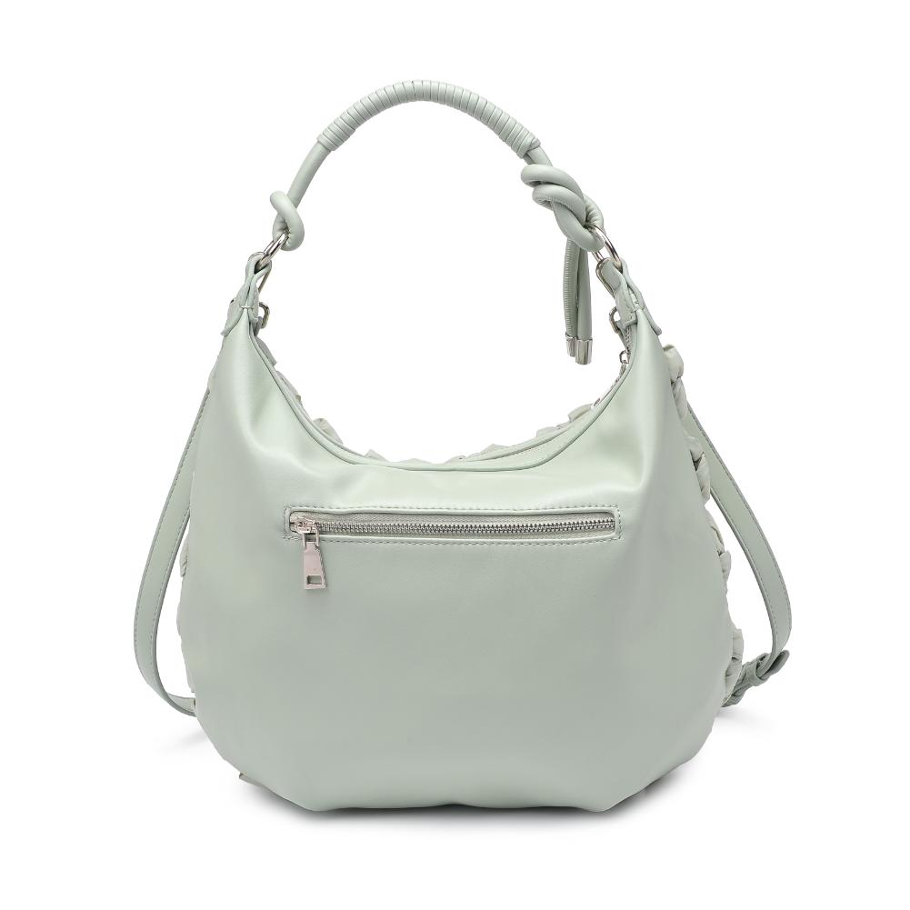 Woman wearing Sage Moda Luxe Leslie Hobo 842017135647 View 7 | Sage