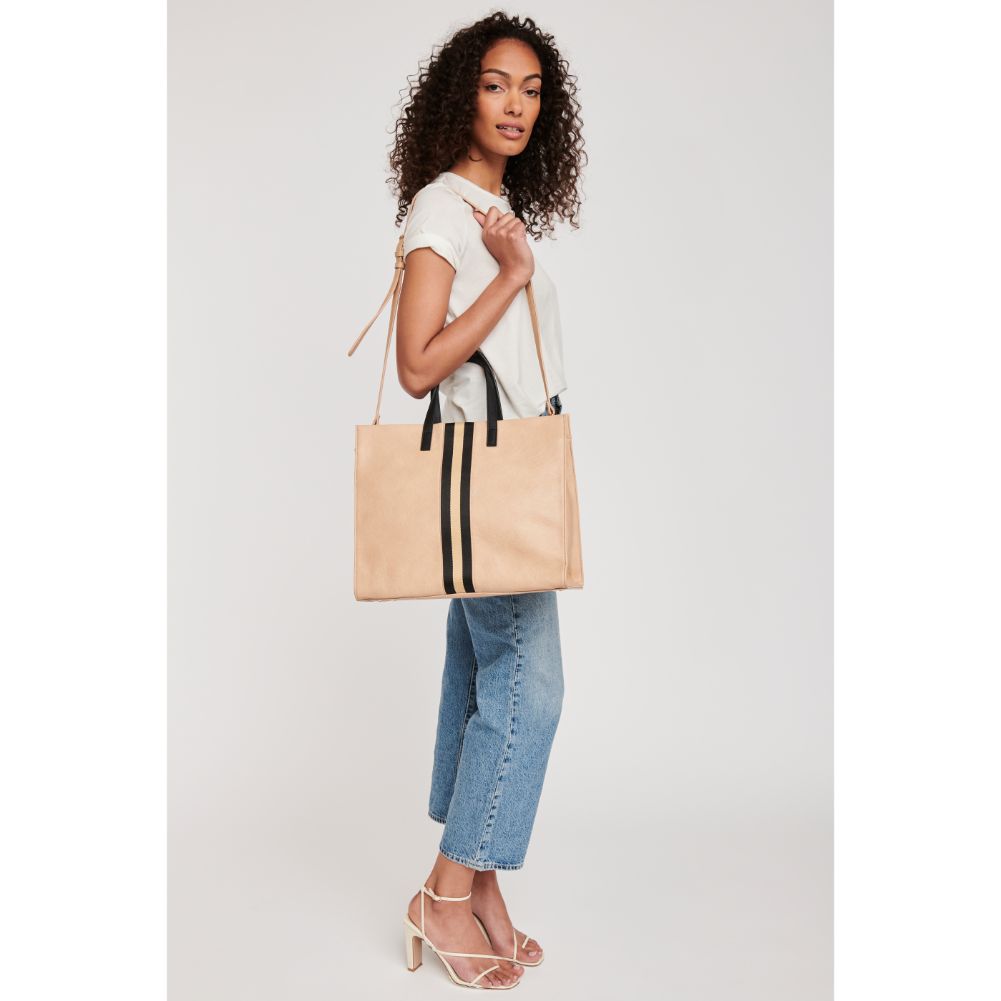 Woman wearing Natural Moda Luxe Julian Tote 842017118497 View 4 | Natural