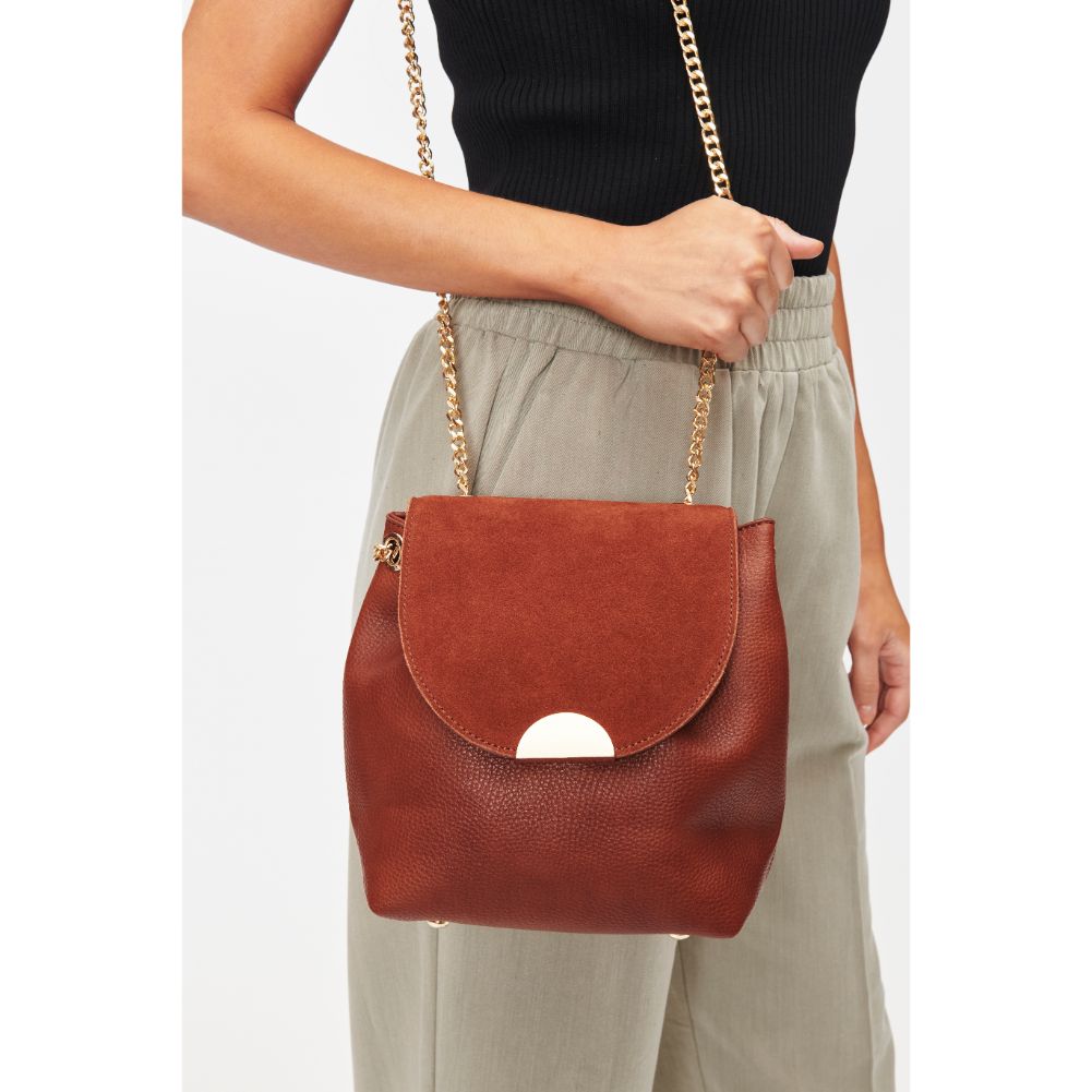 Woman wearing Cognac Sol and Selene Breanna Crossbody 842017128588 View 2 | Cognac