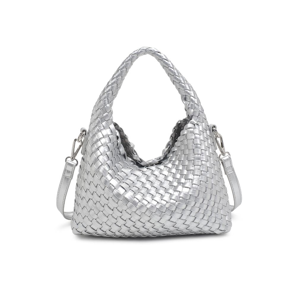 Woman wearing Silver Moda Luxe Jessamine Crossbody 842017132233 View 5 | Silver