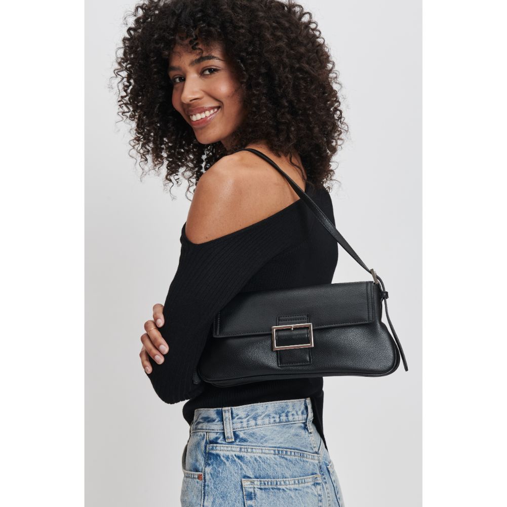 Woman wearing Black Moda Luxe Fia Shoulder Bag 842017132554 View 2 | Black