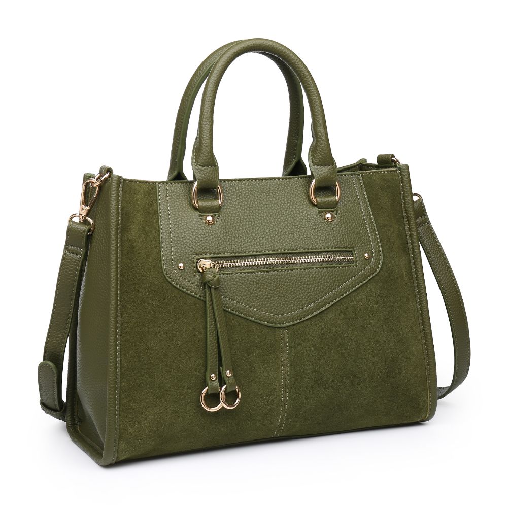 Woman wearing Olive Moda Luxe Bridgette Satchel 842017122296 View 6 | Olive