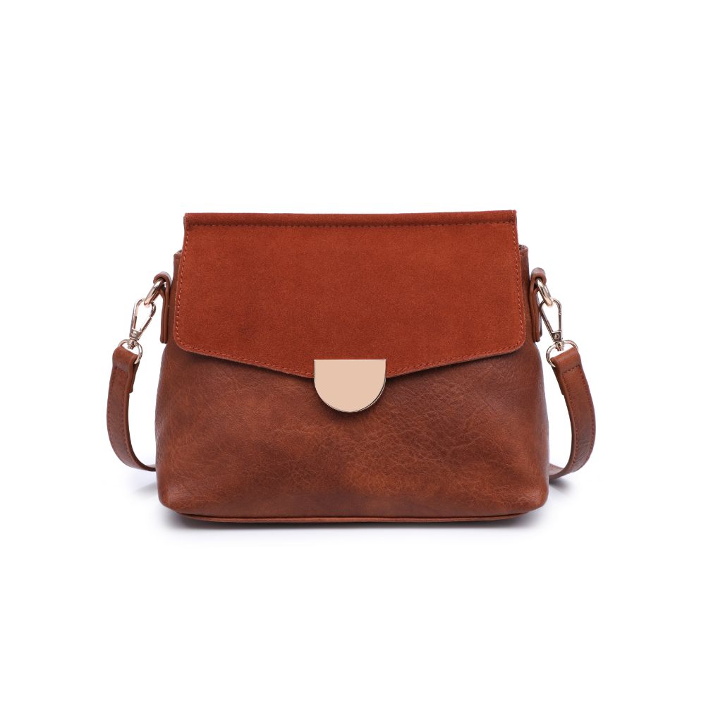 Woman wearing Cognac Moda Luxe Abby Crossbody 842017128625 View 5 | Cognac
