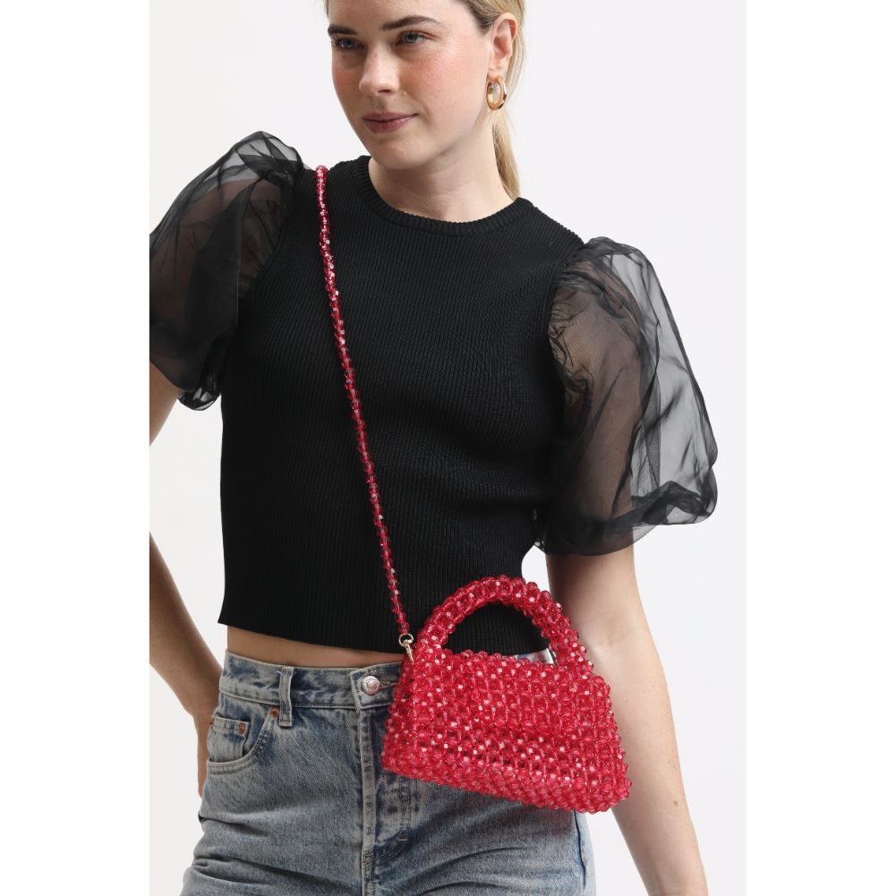 Woman wearing Fuchsia Sol and Selene Dolly Evening Bag 842017133452 View 1 | Fuchsia