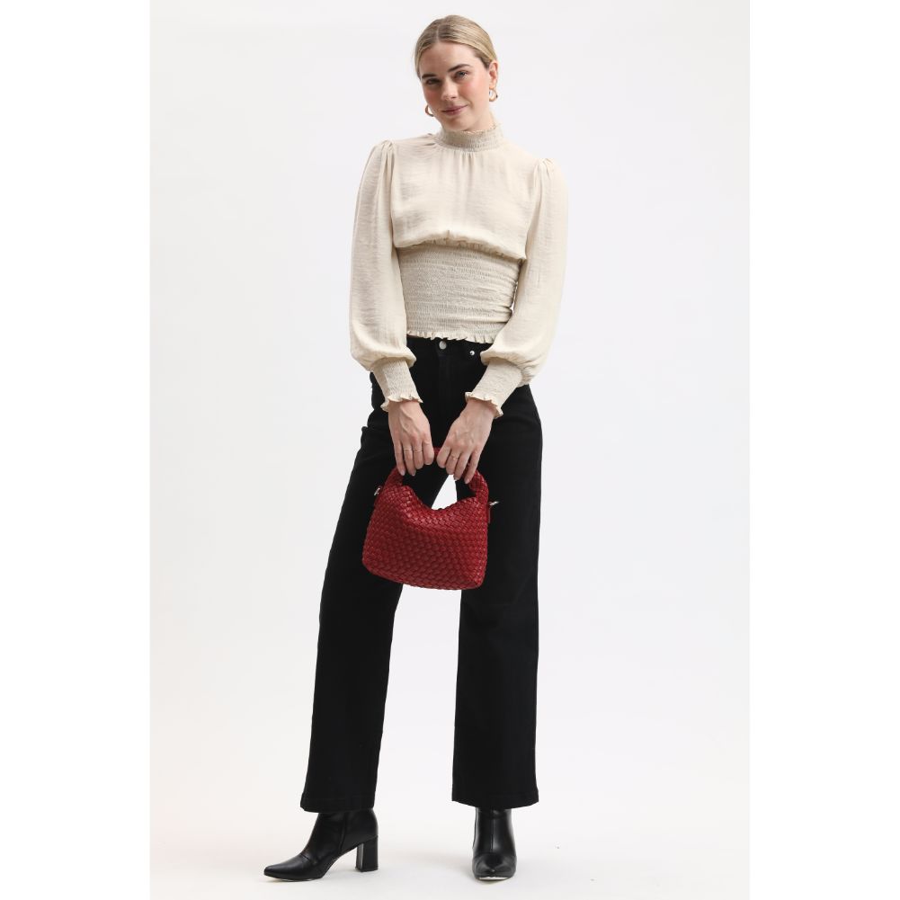 Woman wearing Red Sol and Selene Jessamine Crossbody 842017133056 View 4 | Red