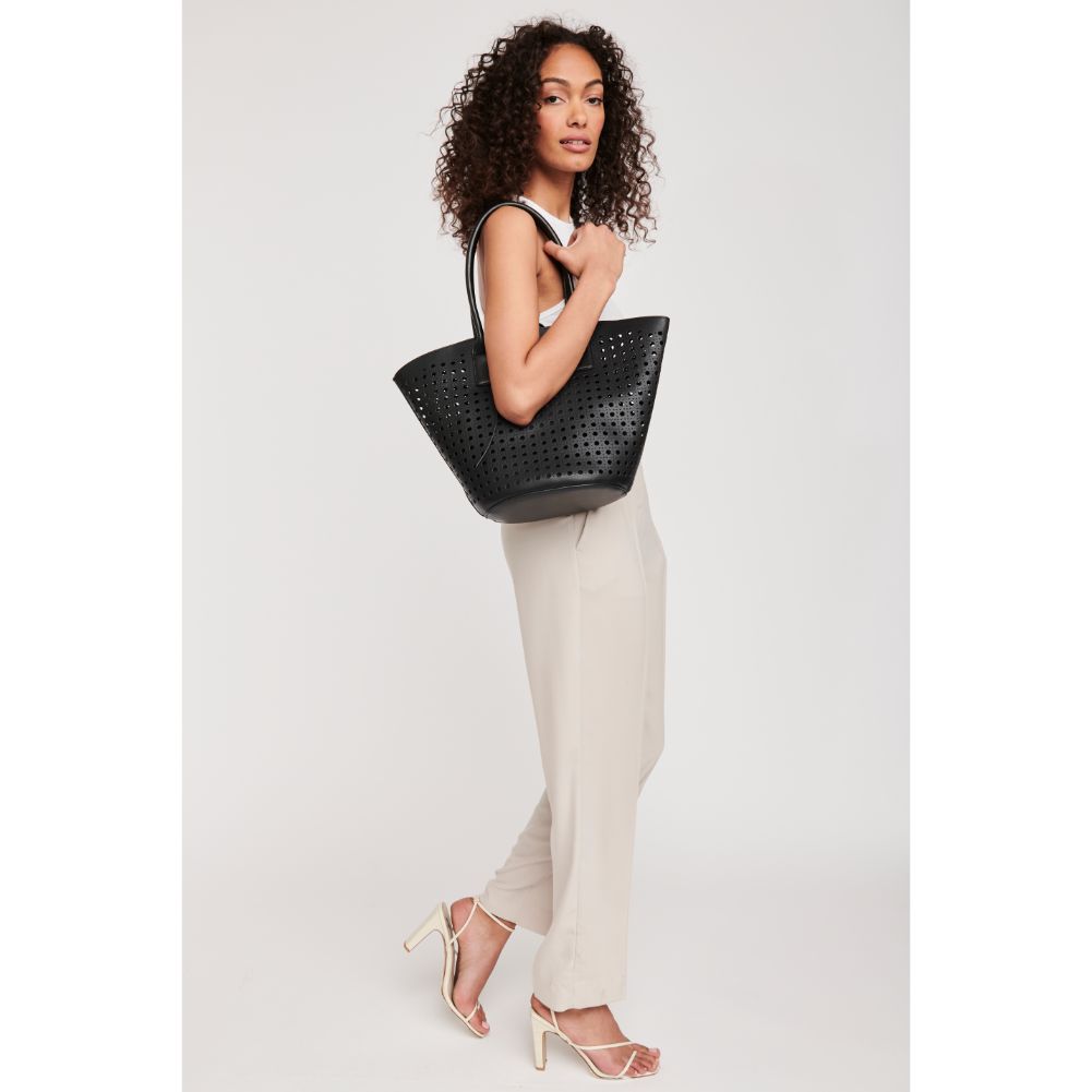Woman wearing Black Moda Luxe Palmas Tote 842017123736 View 3 | Black
