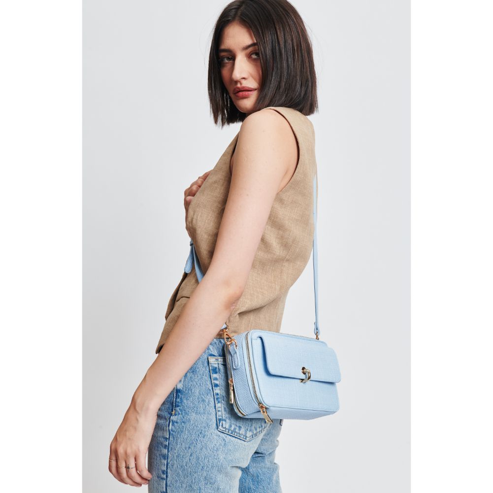 Woman wearing Sky Blue Moda Luxe Peggy Crossbody 842017131991 View 2 | Sky Blue