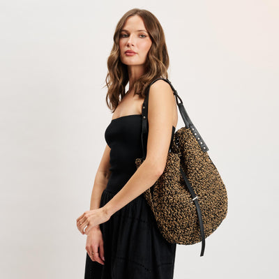 Woman wearing Black Natural Moda Luxe Shay Hobo 842017140719 View 1 | Black Natural