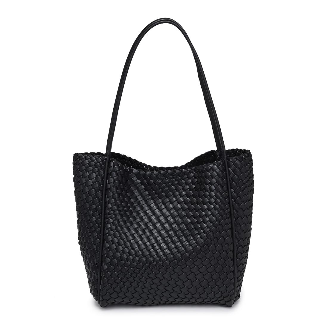 Woman wearing Black Moda Luxe Gladys Tote 842017137245 View 5 | Black
