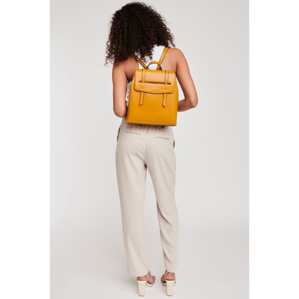 Woman wearing Mustard Moda Luxe Parker Backpack 842017122388 View 4 | Mustard