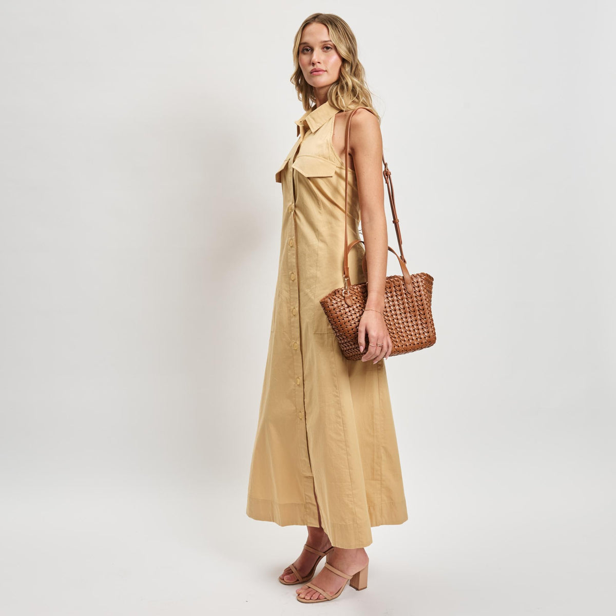 Woman wearing Café Moda Luxe Estelle Tote 842017137764 View 2 | Café