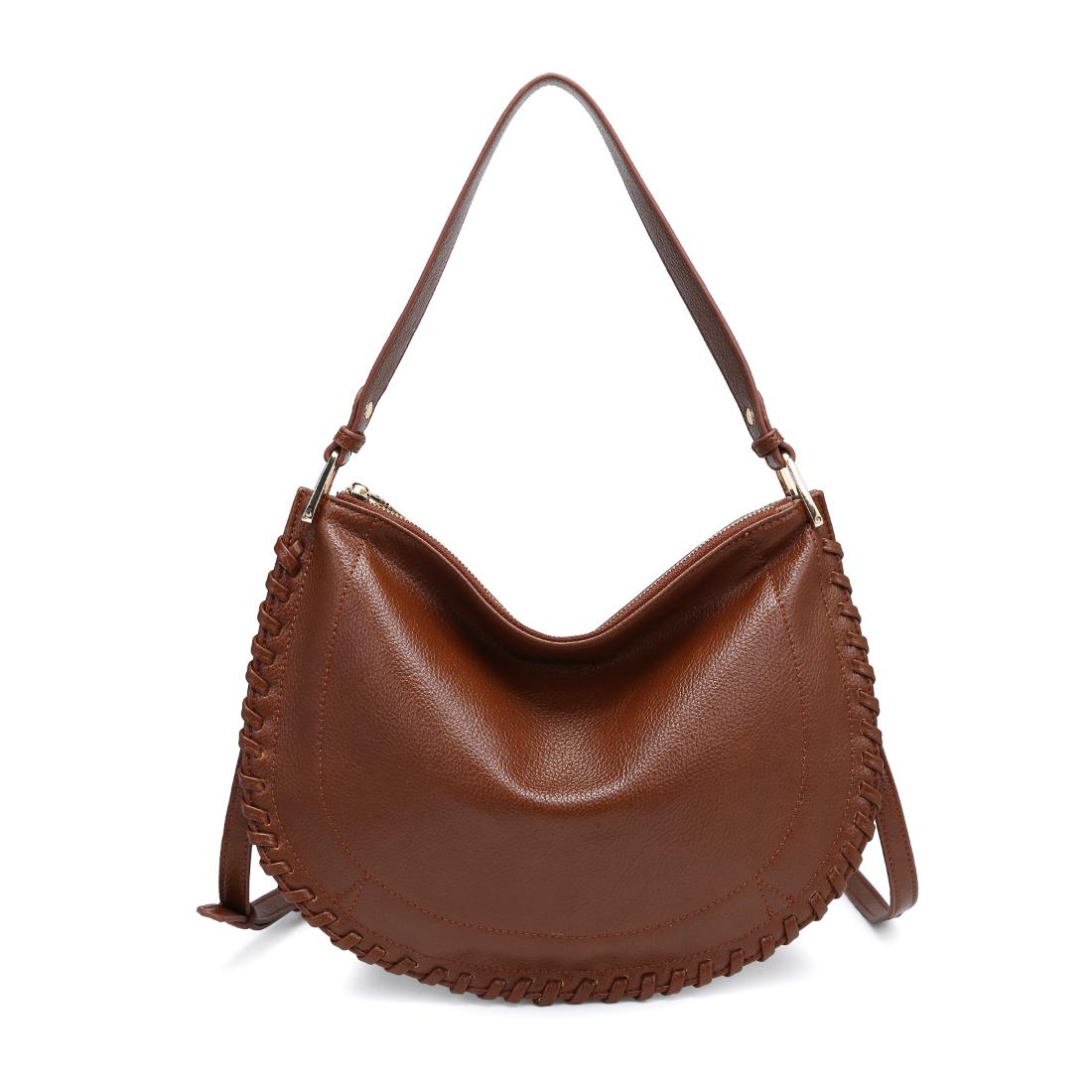Woman wearing Chocolate Moda Luxe Lita Hobo 842017141082 View 5 | Chocolate