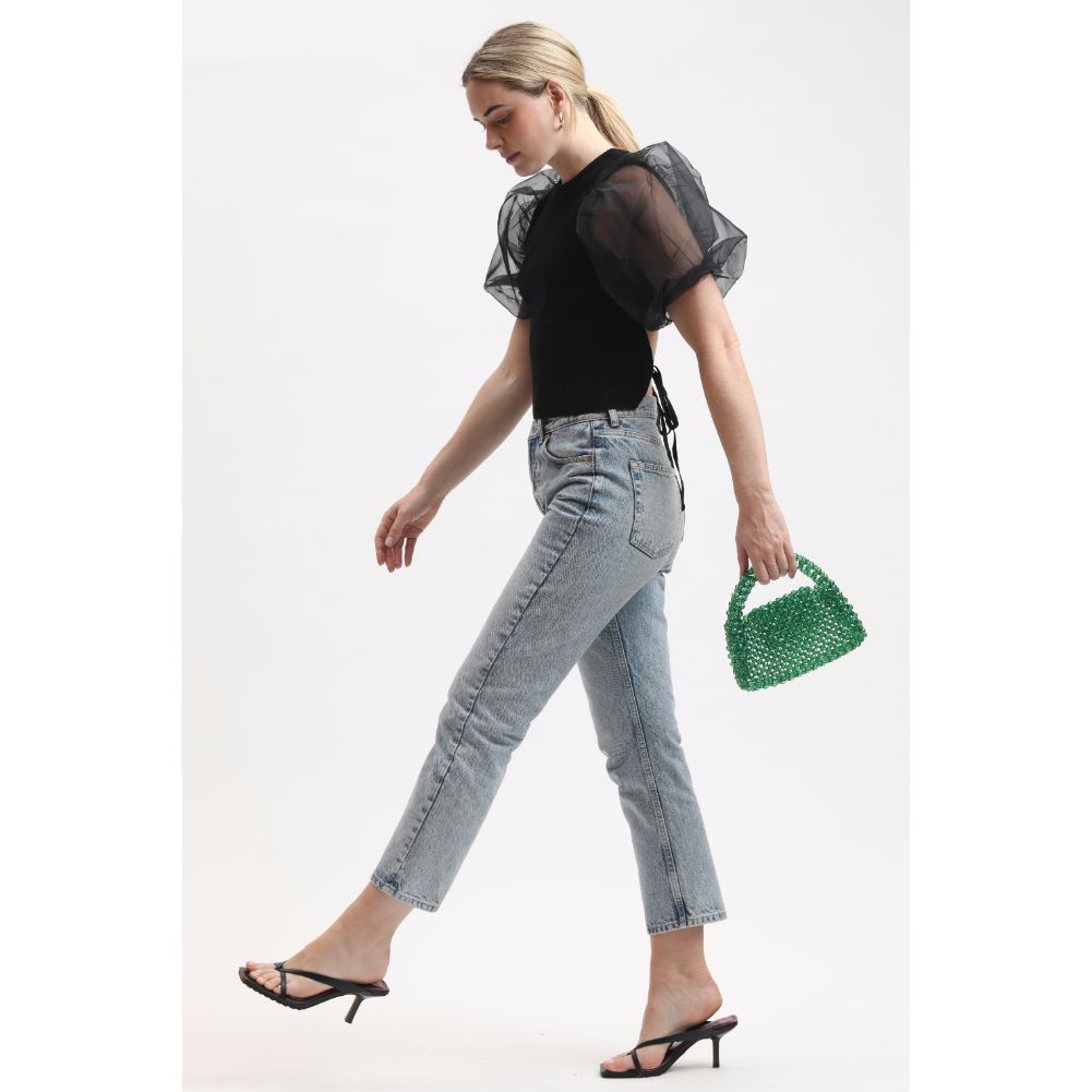Woman wearing Green Sol and Selene Dolly Evening Bag 842017133445 View 3 | Green