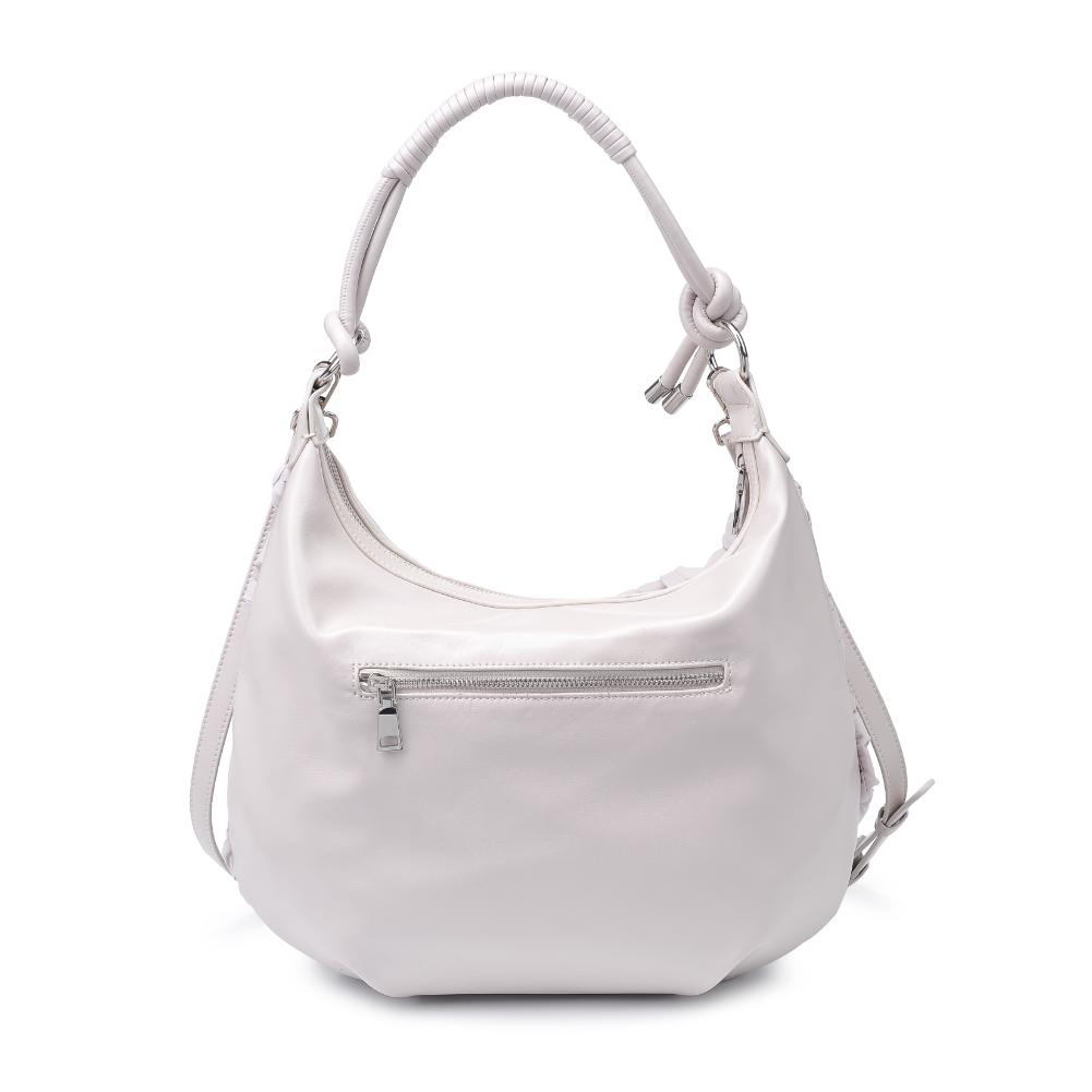 Woman wearing Dove Grey Moda Luxe Leslie Hobo 842017135678 View 7 | Dove Grey