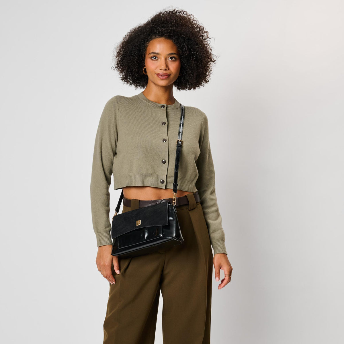 Woman wearing Black Moda Luxe Aly Crossbody 842017143055 View 2 | Black