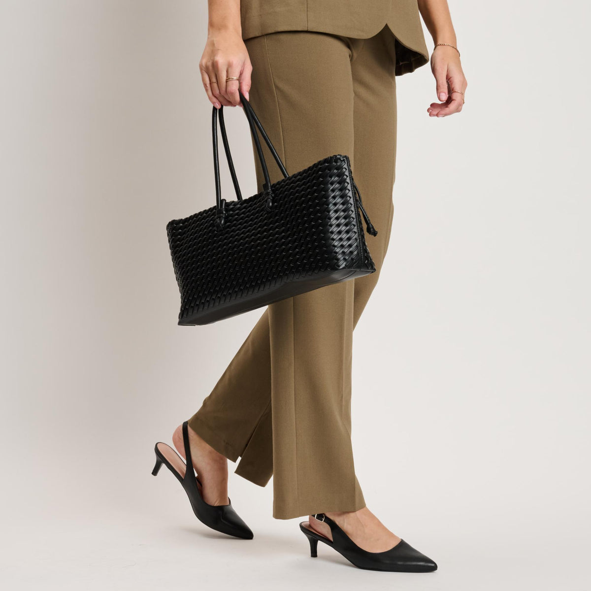 Woman wearing Black Moda Luxe Nola Tote 842017140856 View 4 | Black