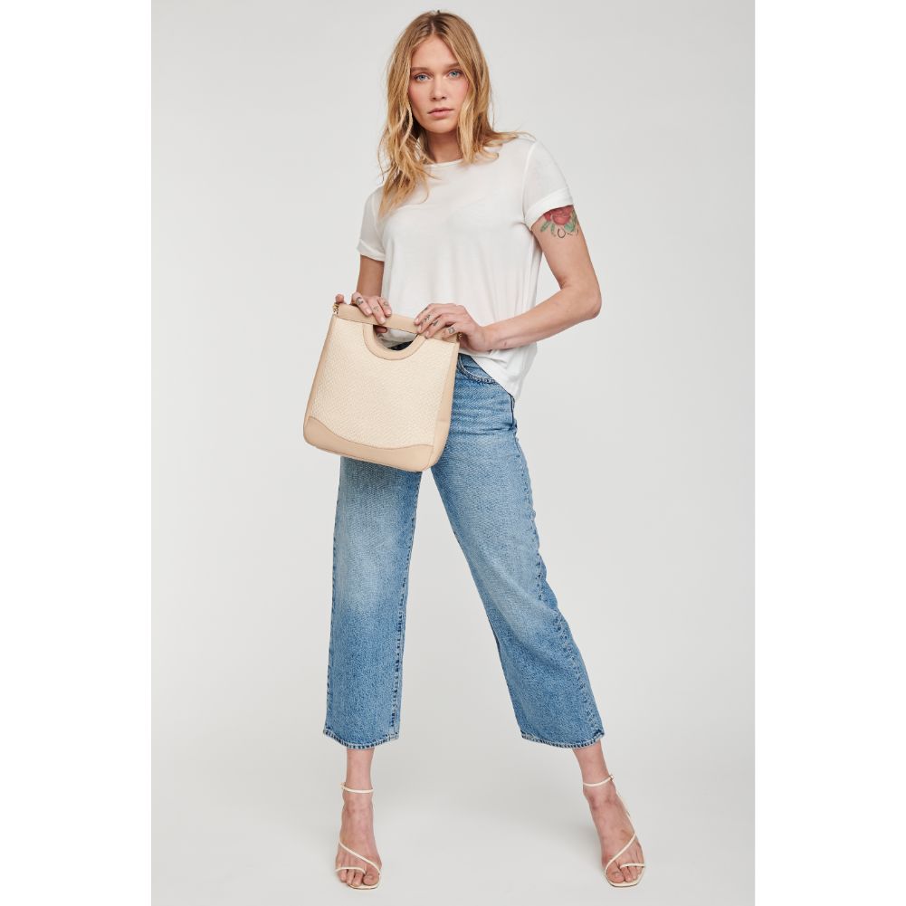 Woman wearing Natural Moda Luxe Sasha Top Handle 842017125624 View 3 | Natural