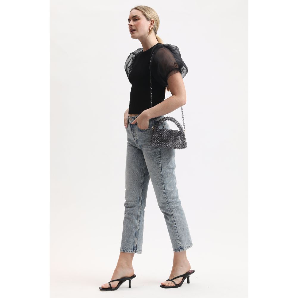 Woman wearing Smoke Sol and Selene Dolly Evening Bag 842017133483 View 3 | Smoke
