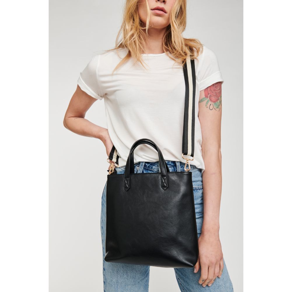 Woman wearing Black Moda Luxe Selena Mini Tote 842017126799 View 1 | Black