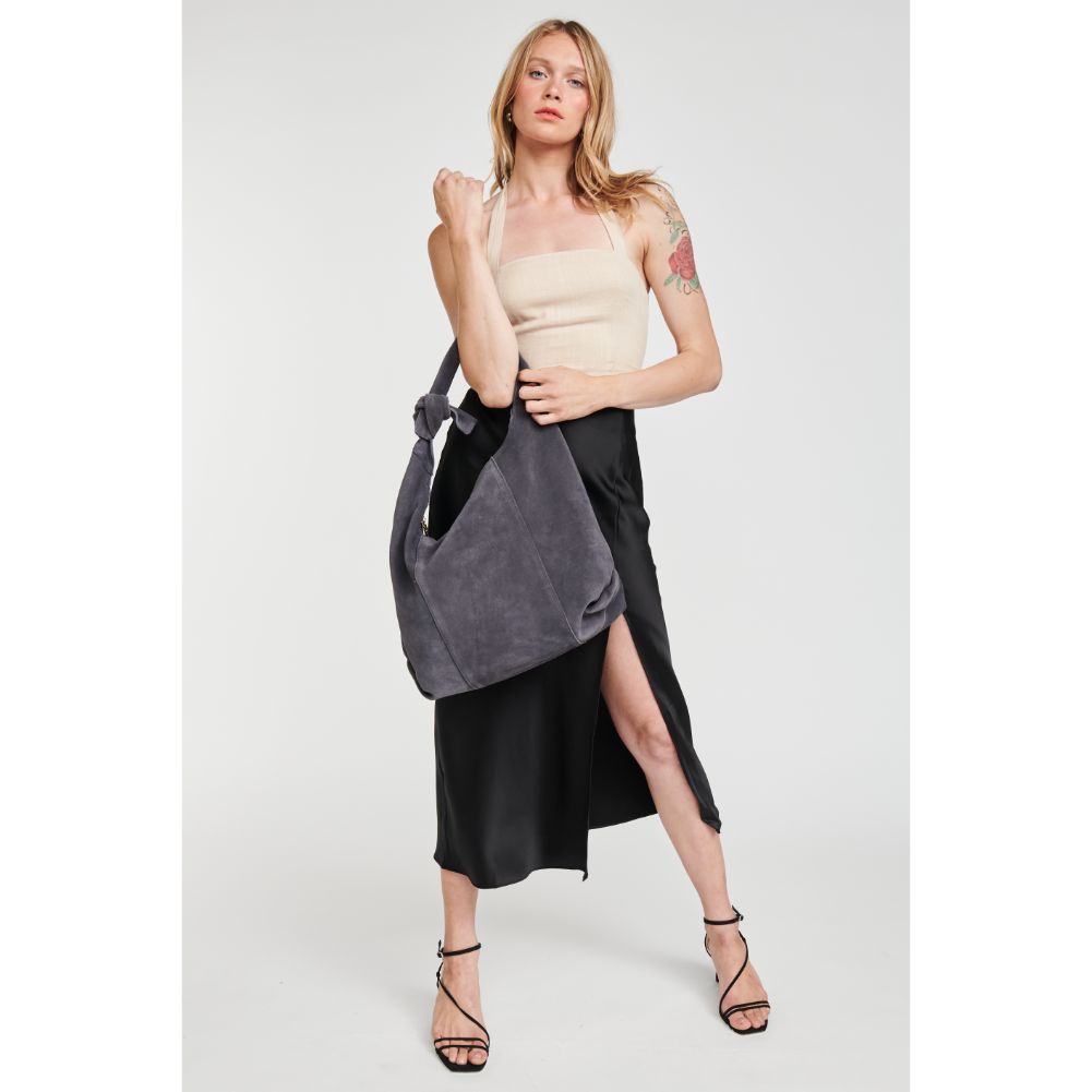 Woman wearing Grey Moda Luxe Emma Hobo 842017116844 View 3 | Grey