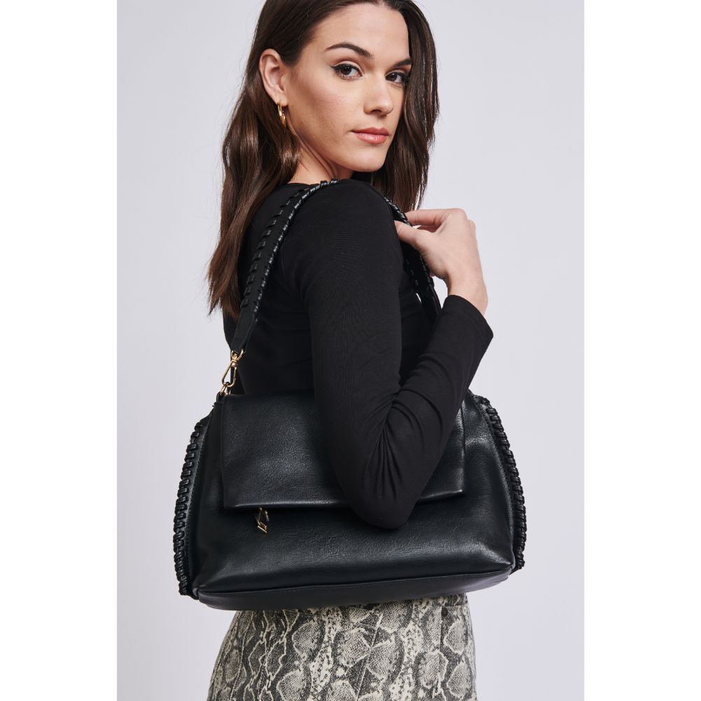Woman wearing Black Moda Luxe Gracie Messenger 842017129769 View 3 | Black