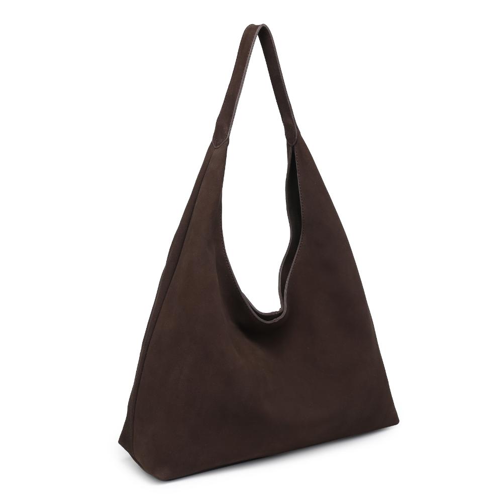 Woman wearing Chocolate Moda Luxe Amber Hobo 842017137054 View 6 | Chocolate