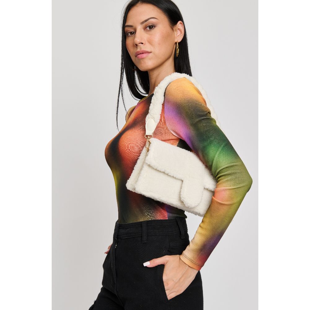 Woman wearing Ivory Sol and Selene Fergie Crossbody 842017133698 View 2 | Ivory