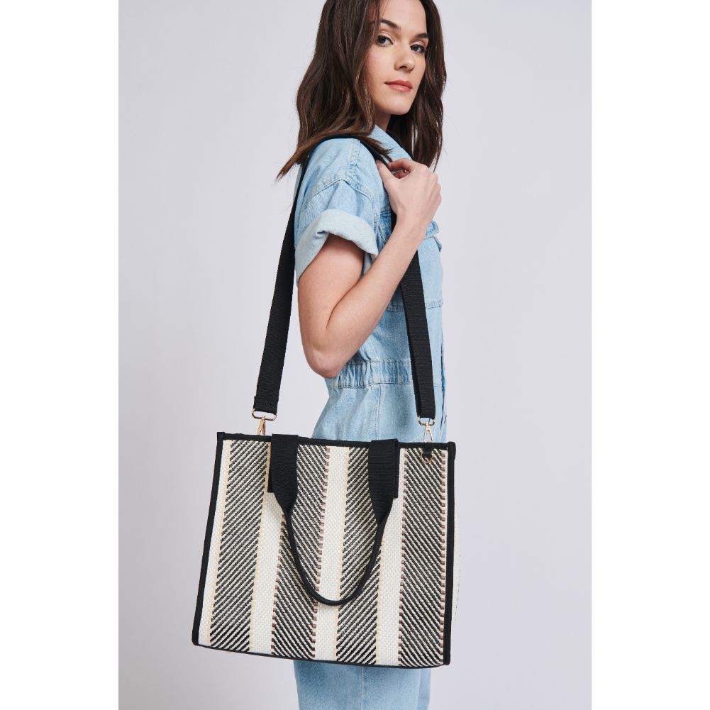 Woman wearing Black Moda Luxe Elsa Tote 842017129684 View 4 | Black