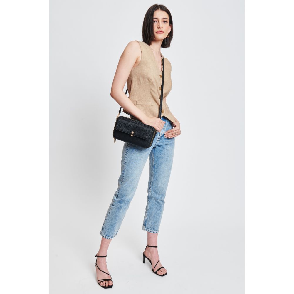 Woman wearing Black Moda Luxe Peggy Crossbody 842017131984 View 2 | Black