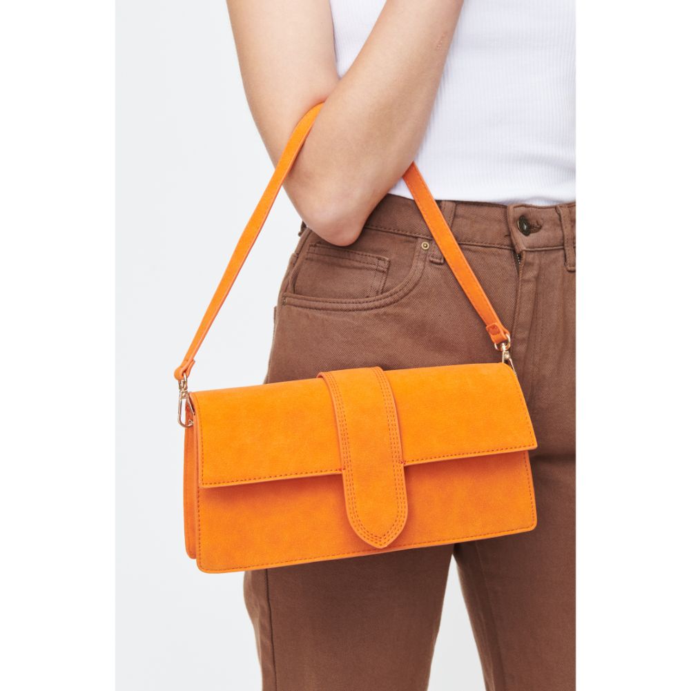 Woman wearing Orange Moda Luxe Violet - Suede Crossbody 842017130734 View 4 | Orange