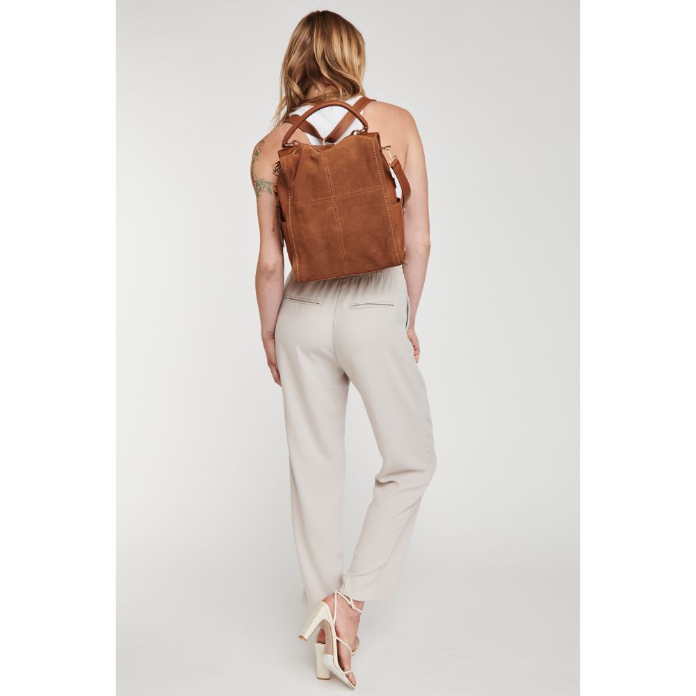 Woman wearing Tan Sol and Selene Brette Backpack 842017114666 View 4 | Tan