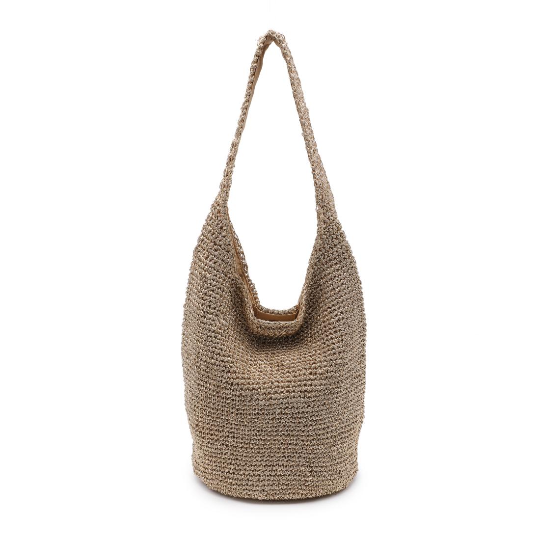 Woman wearing Gold Moda Luxe Starla Tote 842017141143 View 7 | Gold