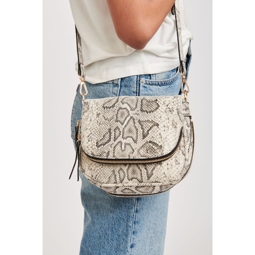 Woman wearing Black White Moda Luxe Diva Crossbody 842017127512 View 2 | Black White