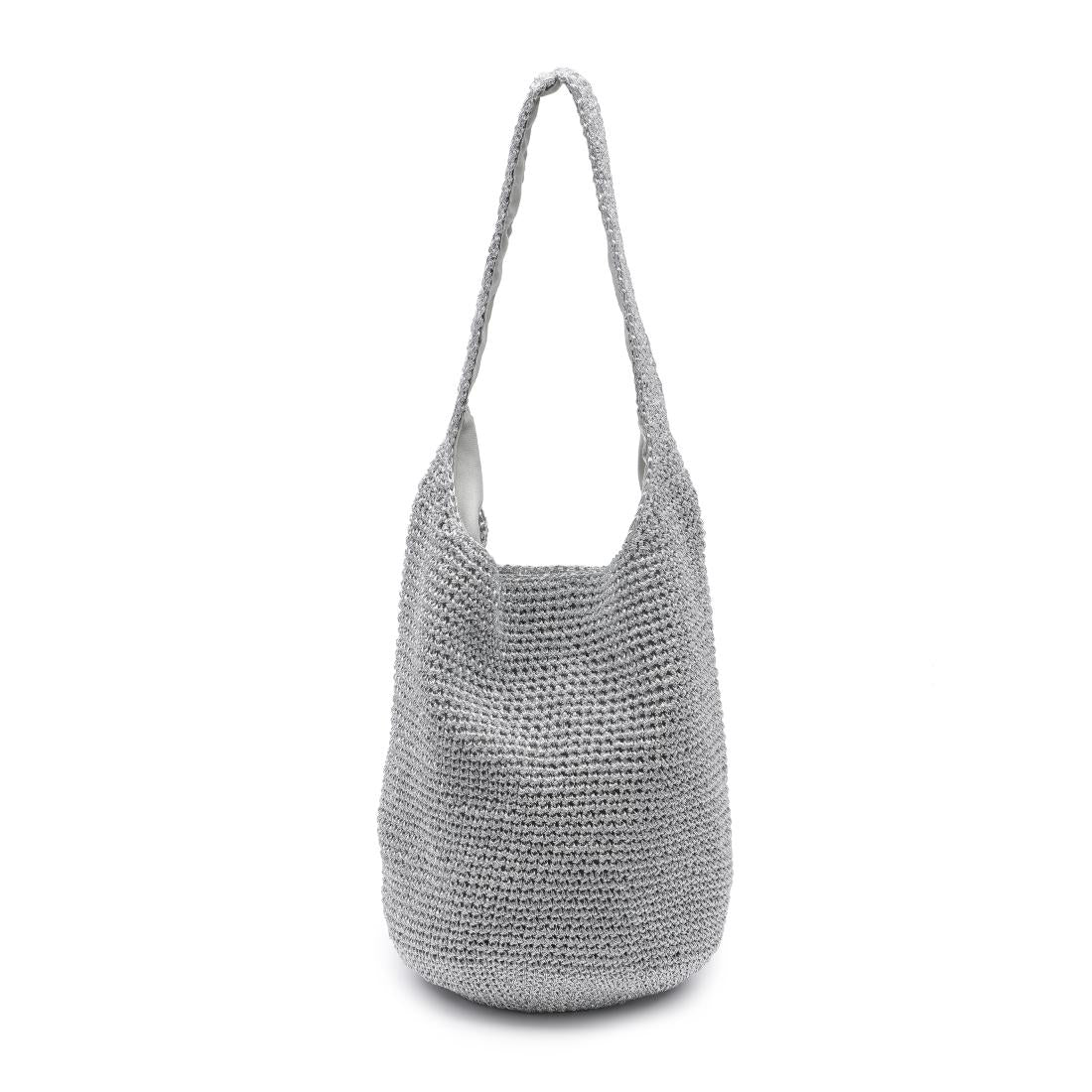 Woman wearing Silver Moda Luxe Starla Tote 842017141150 View 7 | Silver