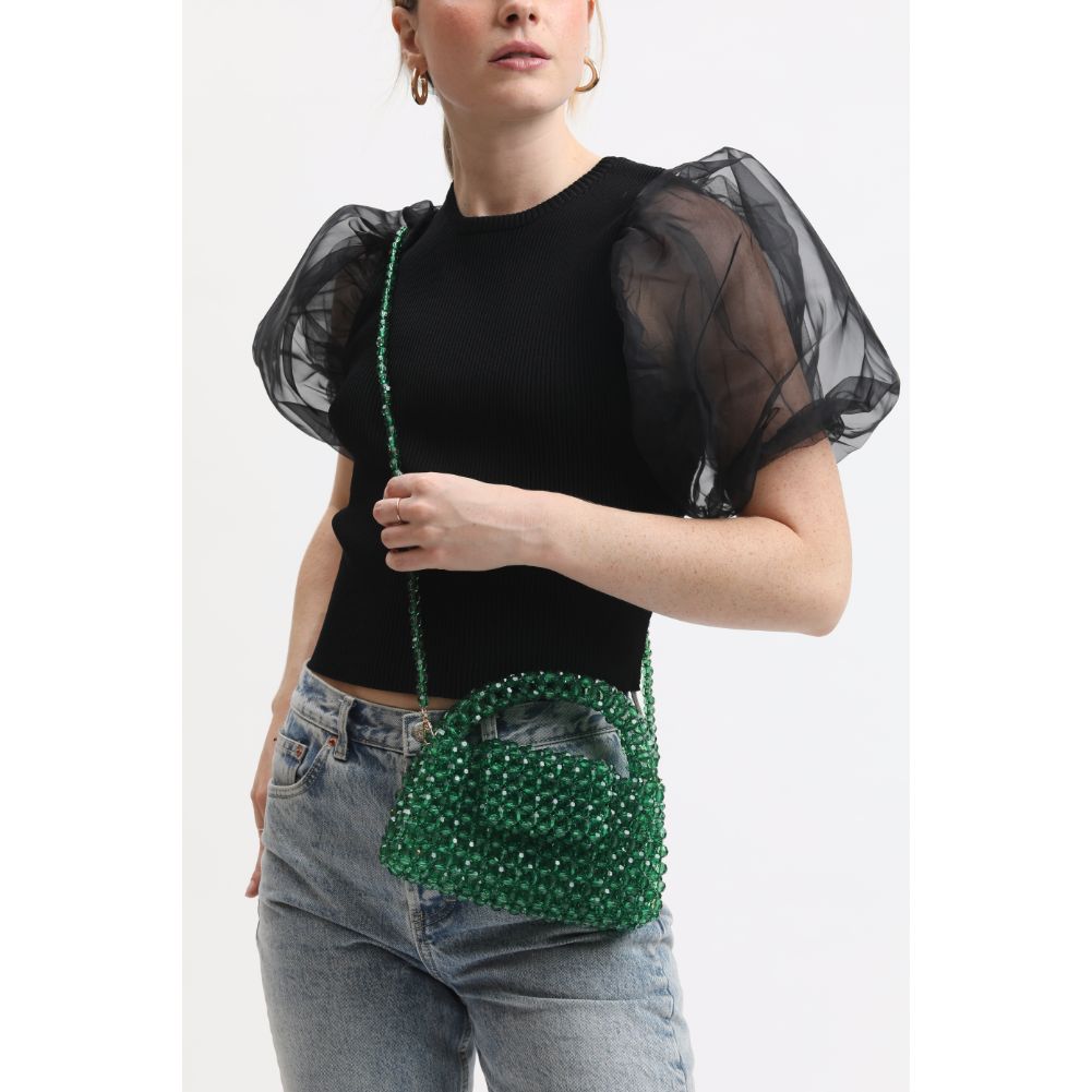 Woman wearing Green Sol and Selene Dolly Evening Bag 842017133445 View 1 | Green