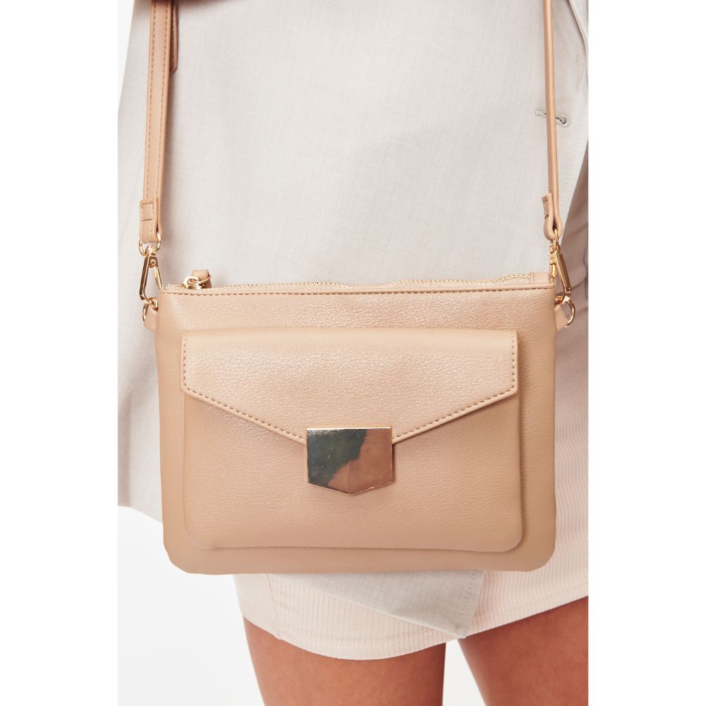 Woman wearing Natural Moda Luxe Amari Crossbody 842017128410 View 2 | Natural
