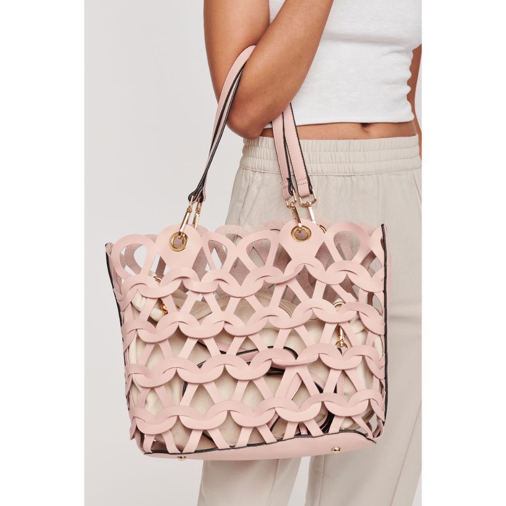 Woman wearing Blush Moda Luxe Paige Tote 842017119814 View 1 | Blush