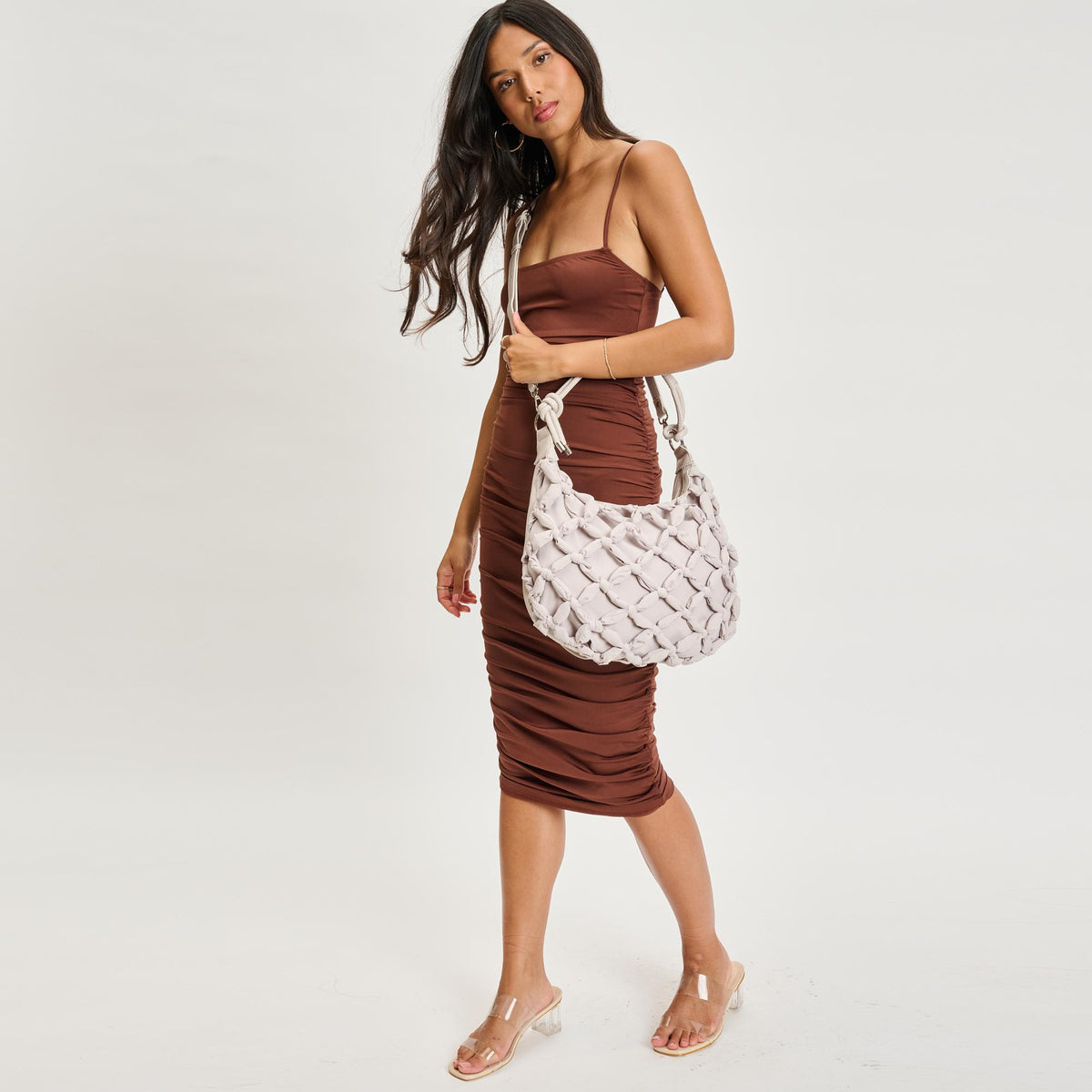 Woman wearing Dove Grey Sol and Selene Leslie Hobo 842017135678 View 3 | Dove Grey