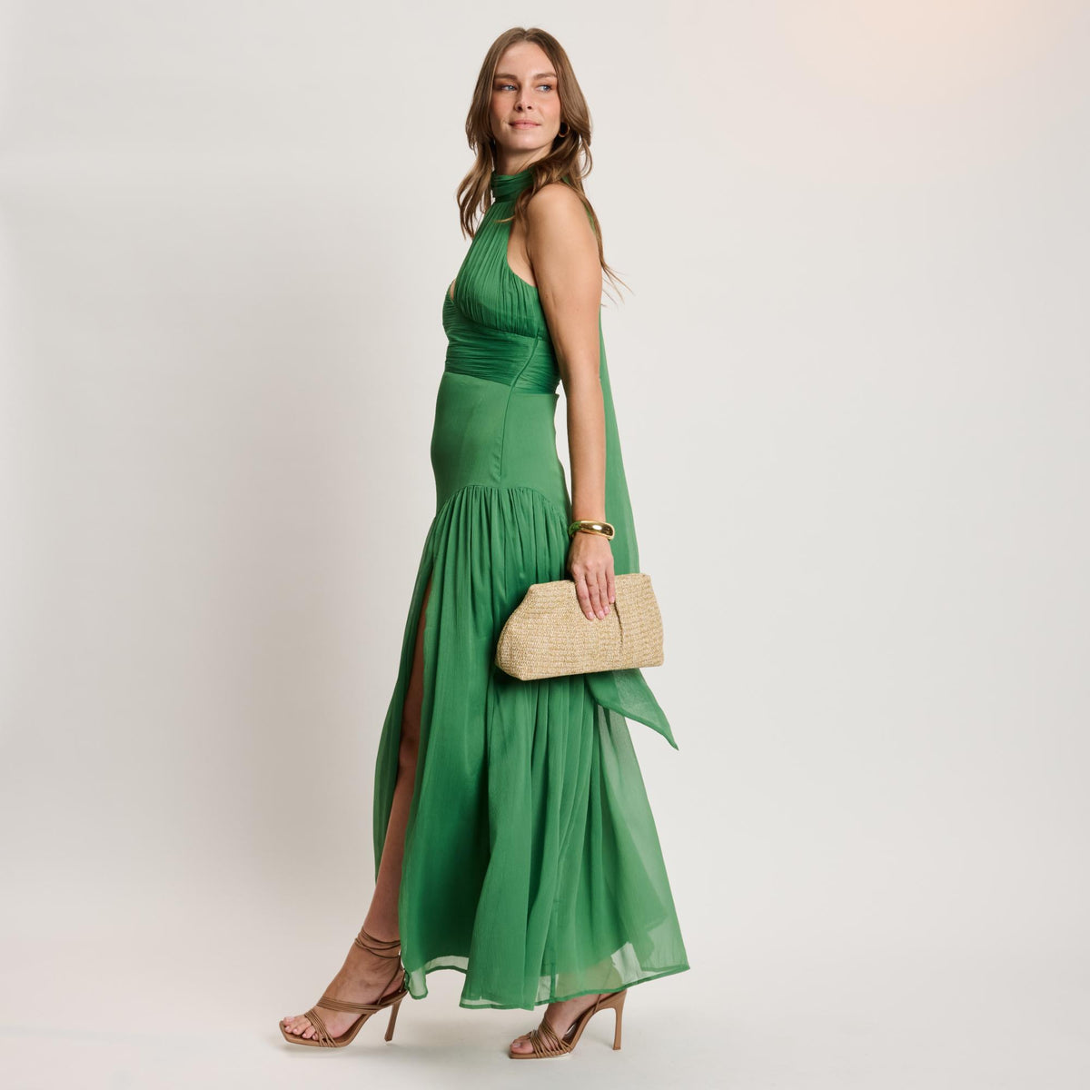 Woman wearing Natural Moda Luxe Breeze Clutch 842017141358 View 4 | Natural