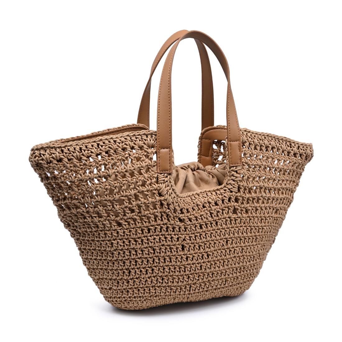 Woman wearing Natural Moda Luxe Sofia Tote 842017141006 View 6 | Natural