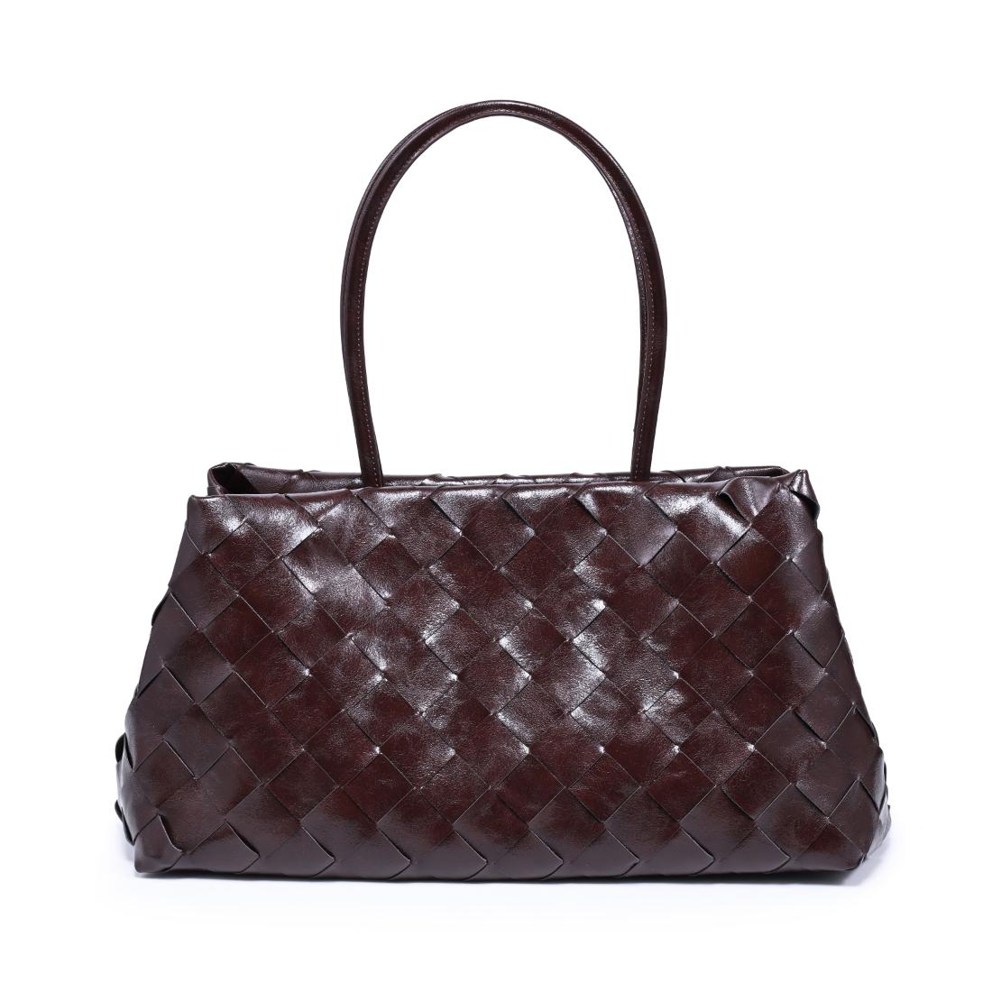 Woman wearing Espresso Moda Luxe Elsy Satchel 842017140948 View 5 | Espresso