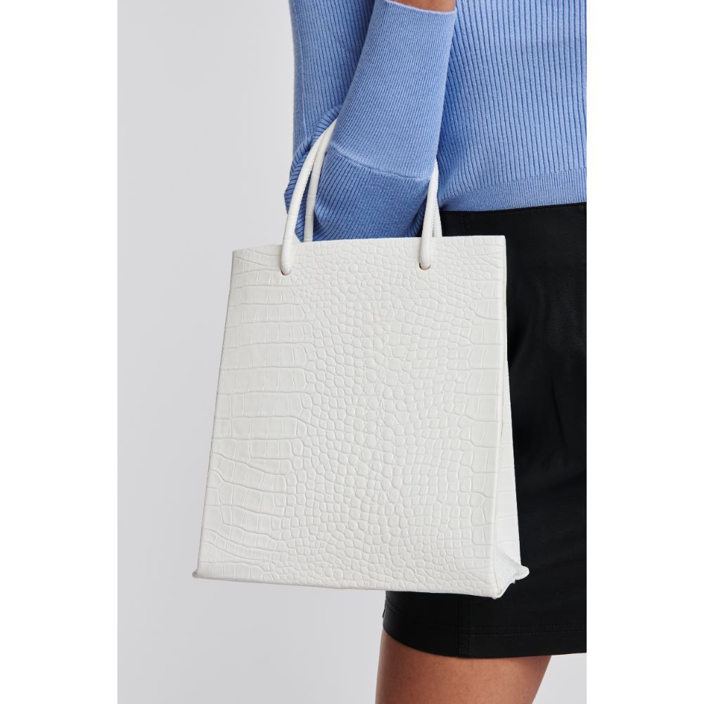 Woman wearing White Moda Luxe Piper Tote 842017125105 View 2 | White